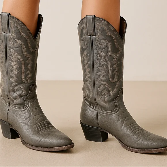 Justin 1440 Vintage Western Cowboy BootsDistressed Gray LeatherMen’s 8.5D